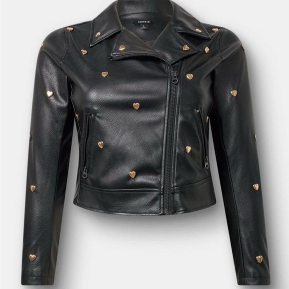 ✨ Torrid Studded Heart Moto Jacket ✨ NWT Torrid size 3 - Picture 7 of 7